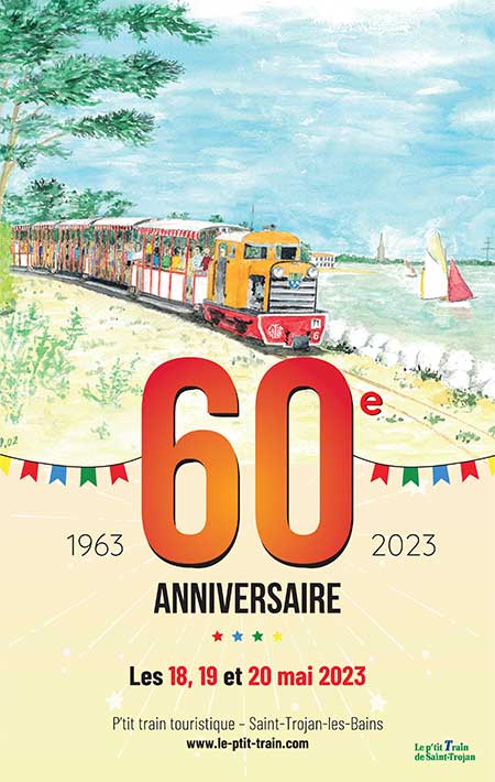 Affiche 60ans du Ptit Train de Saint-Trojan-les-Bains 2023